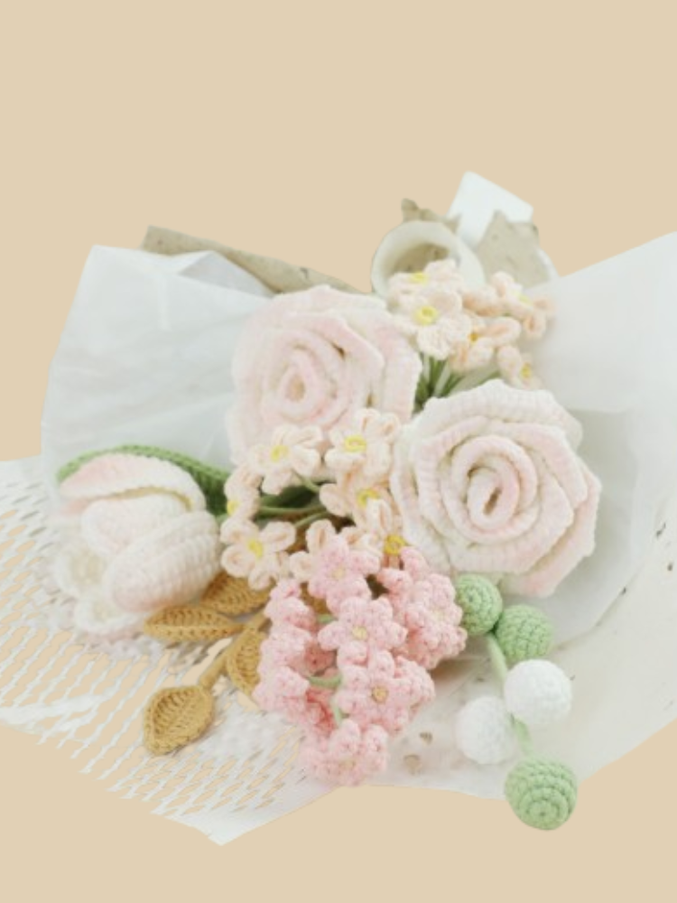Treibsand-Creme-Strickstrauß