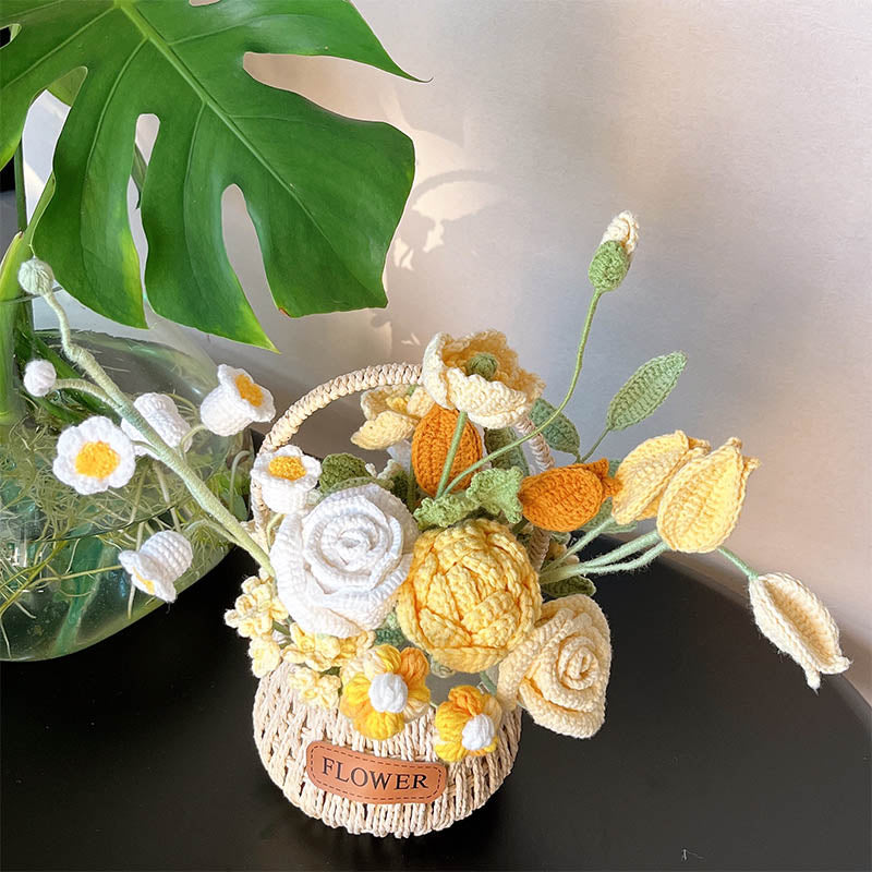 Sunshine Smile Crochet Flower Basket