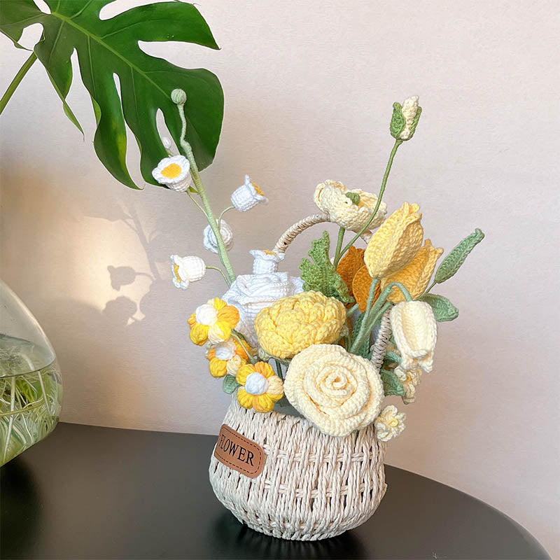 Sunshine Smile Crochet Flower Basket