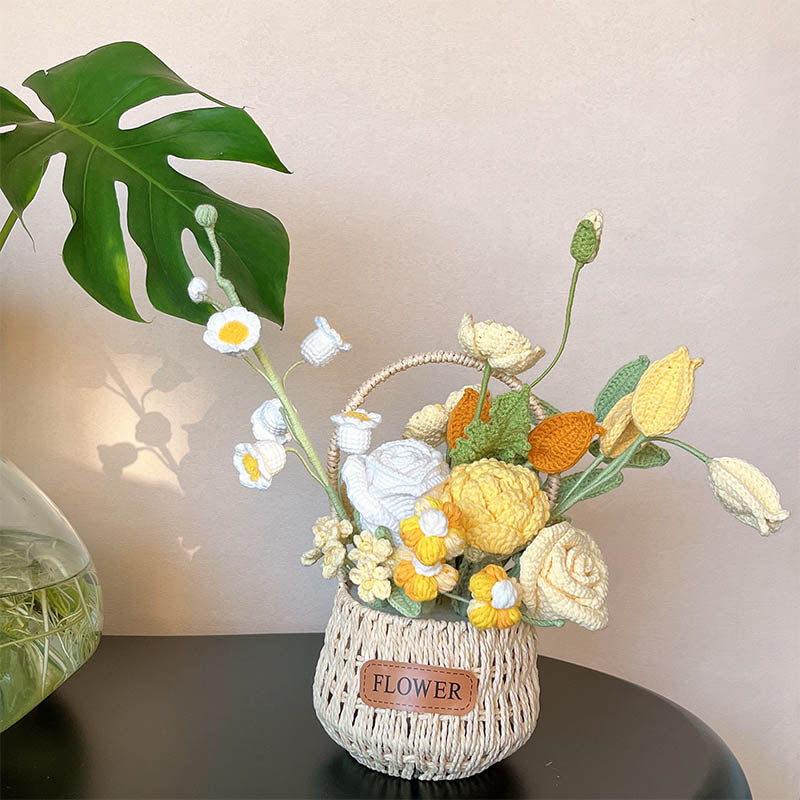 Sunshine Smile Crochet Flower Basket
