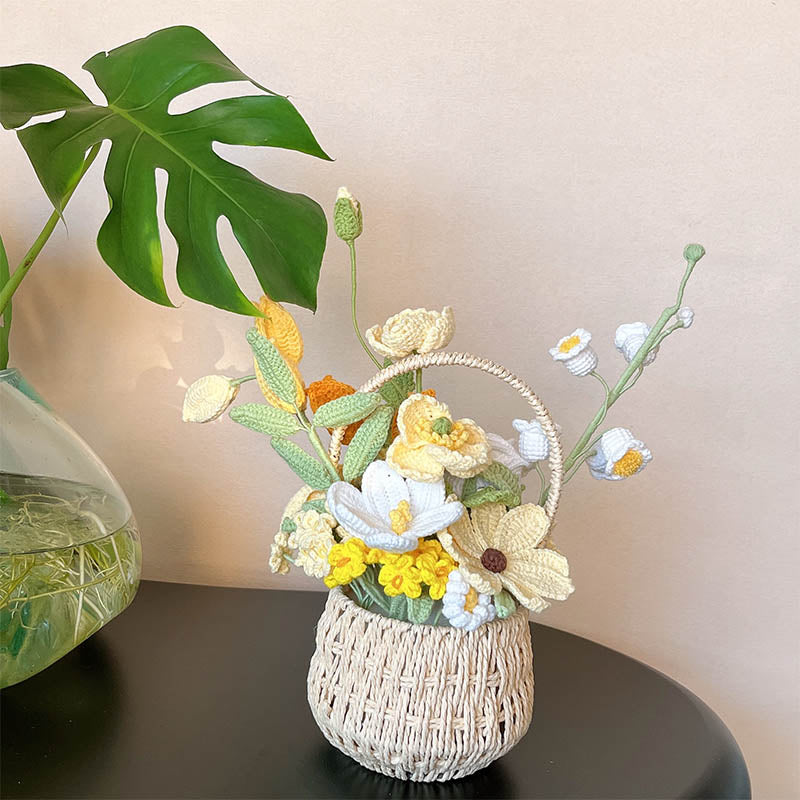 Sunshine Smile Crochet Flower Basket