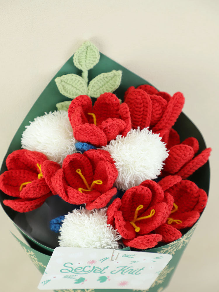 Red Forest Christmas Crochet Bouquet
