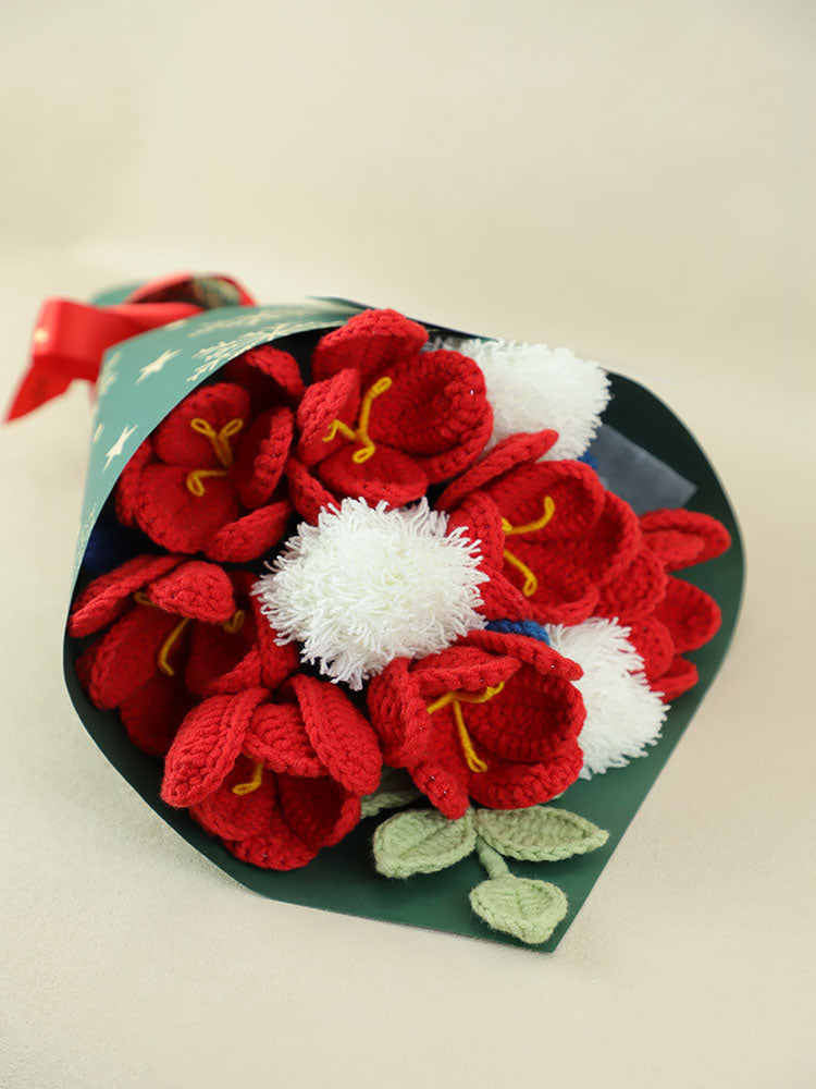 Red Forest Christmas Crochet Bouquet