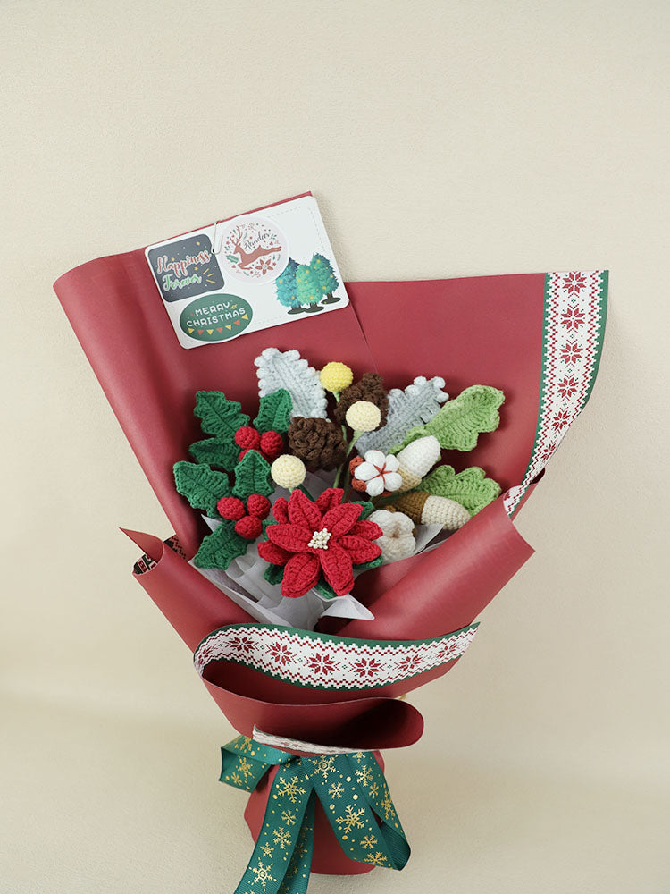 Classic Christmas Crochet Flower Bouquet