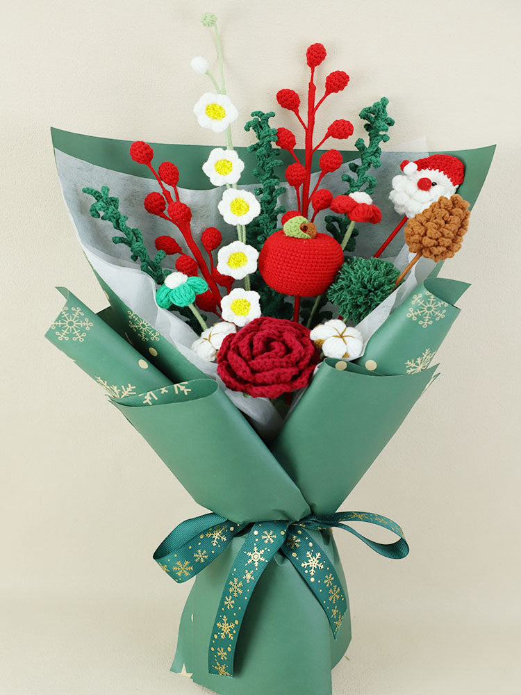 Green Forest Splendor Crochet Flower Bouquet