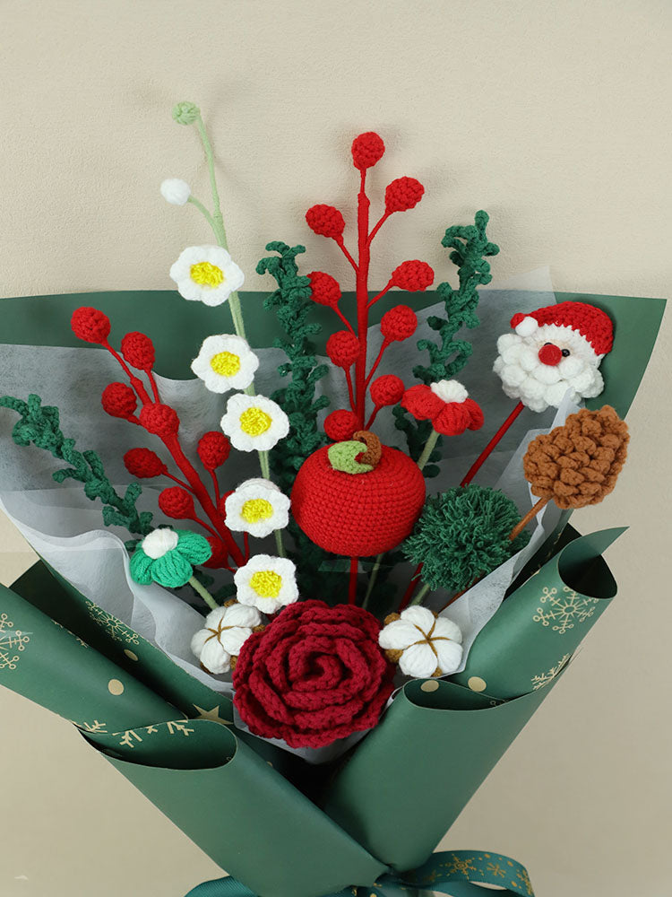 Green Forest Splendor Crochet Flower Bouquet