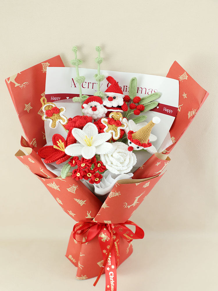 Red Velvet Wish Crochet Flower Bouquet