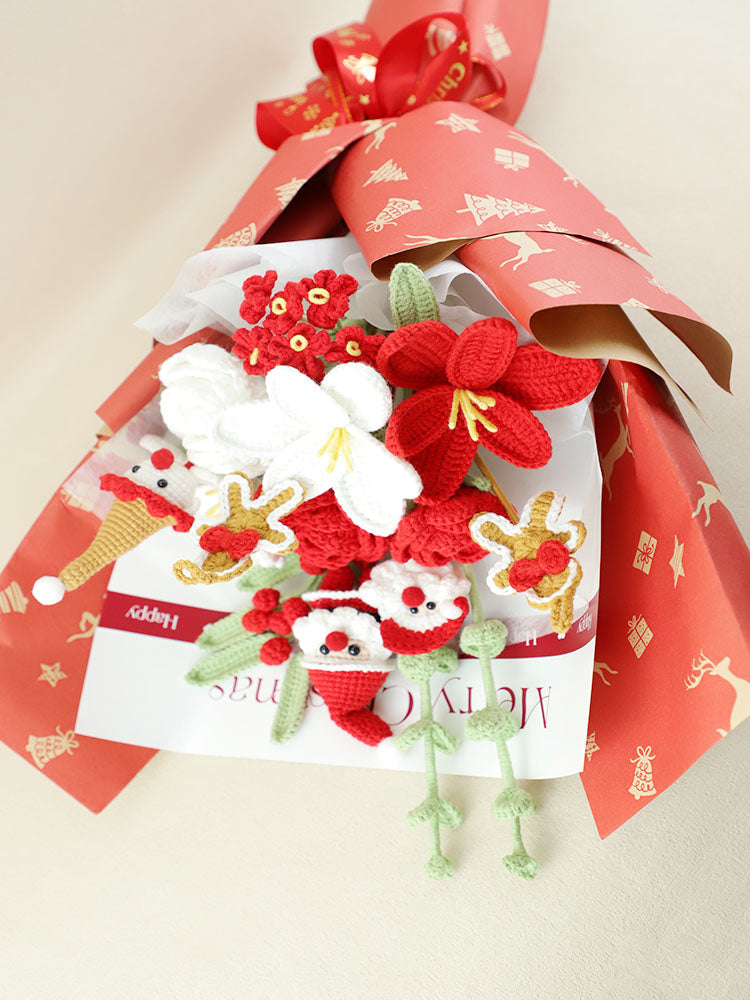 Red Velvet Wish Crochet Flower Bouquet