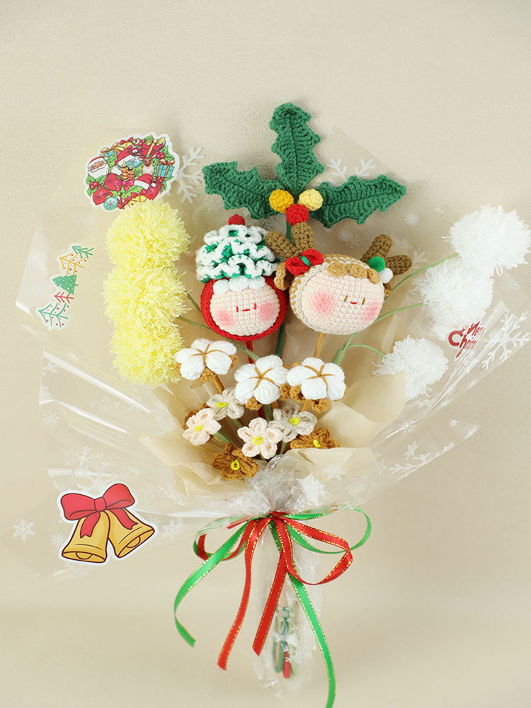 Christmas Elves Crochet Flower Bouquet
