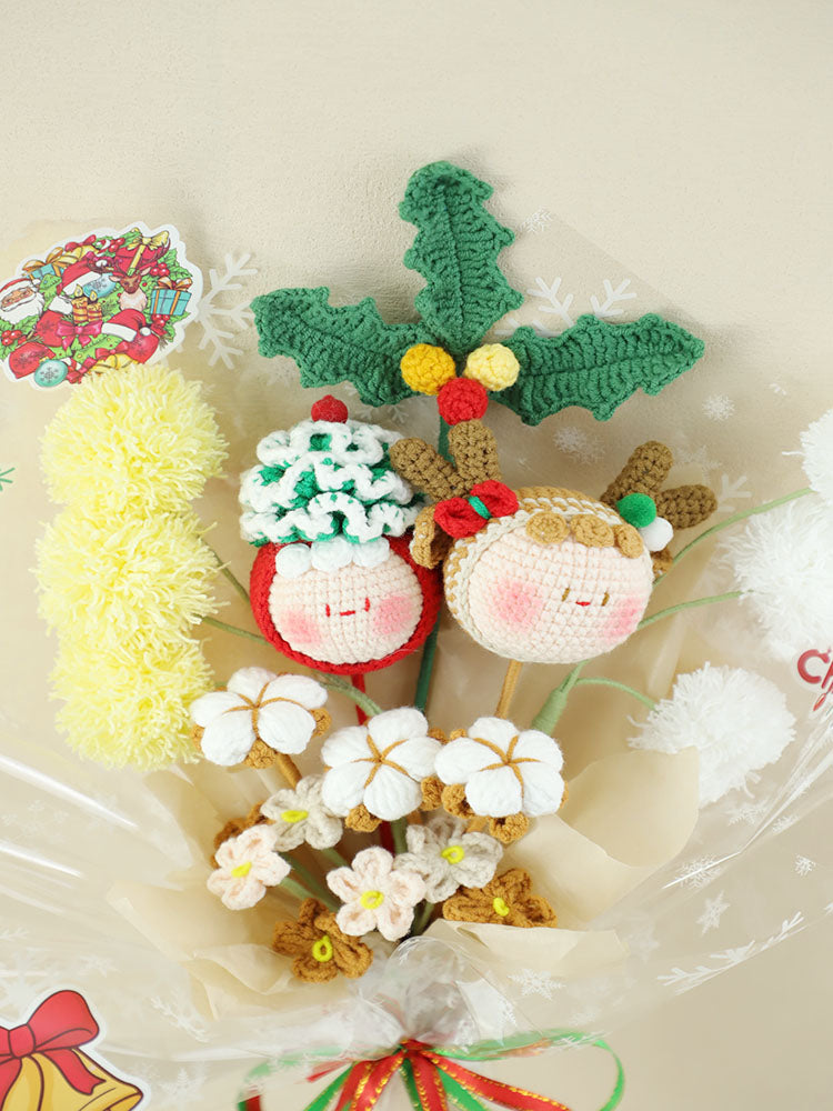 Christmas Elves Crochet Flower Bouquet
