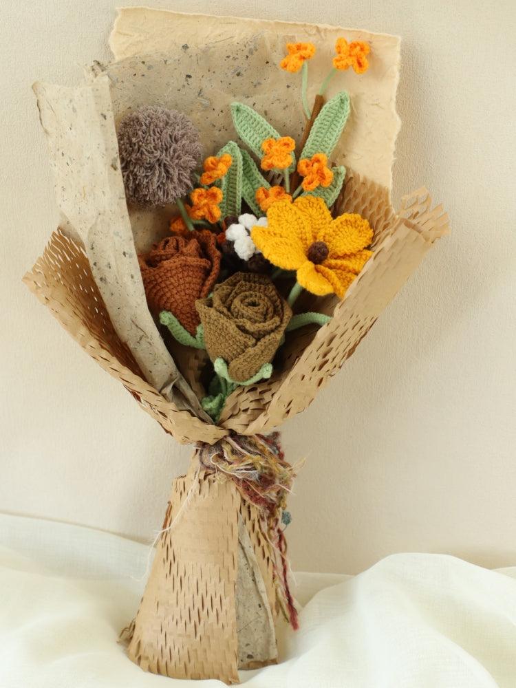 Autumn Color Extravaganza Bouquet Knitted Flowers - For Him - SecretKnit