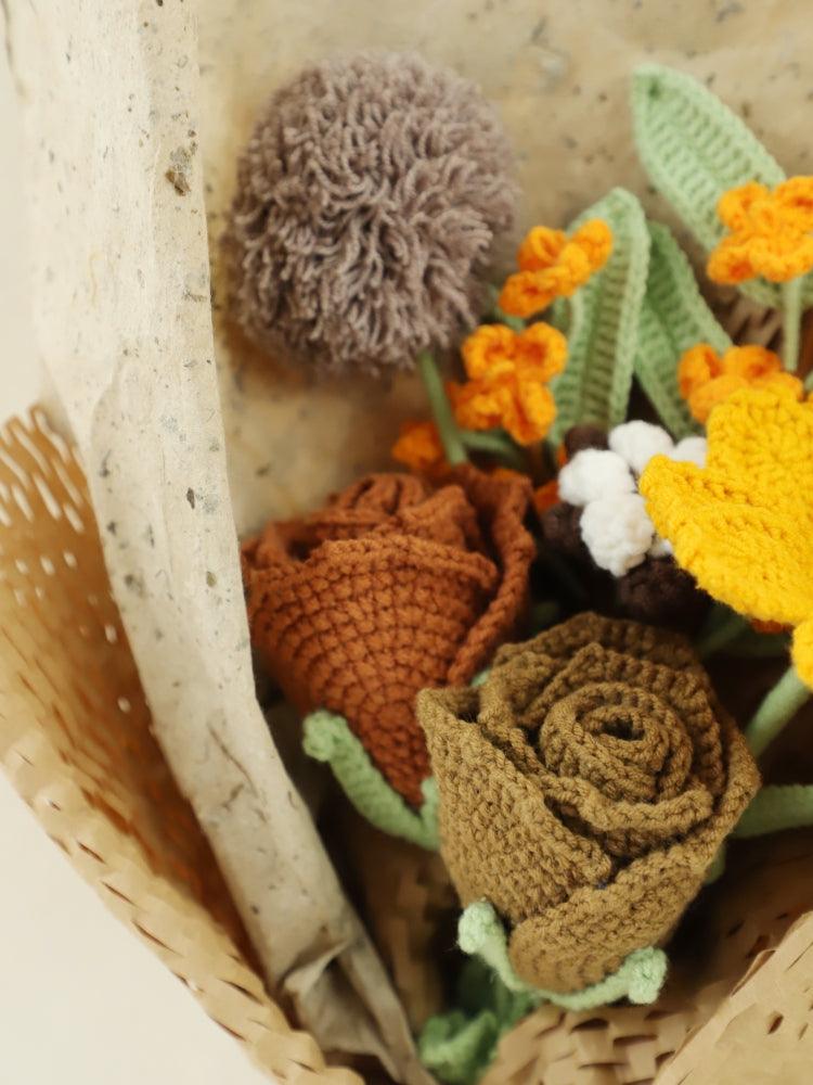 Autumn Color Extravaganza Bouquet Knitted Flowers - For Him - SecretKnit