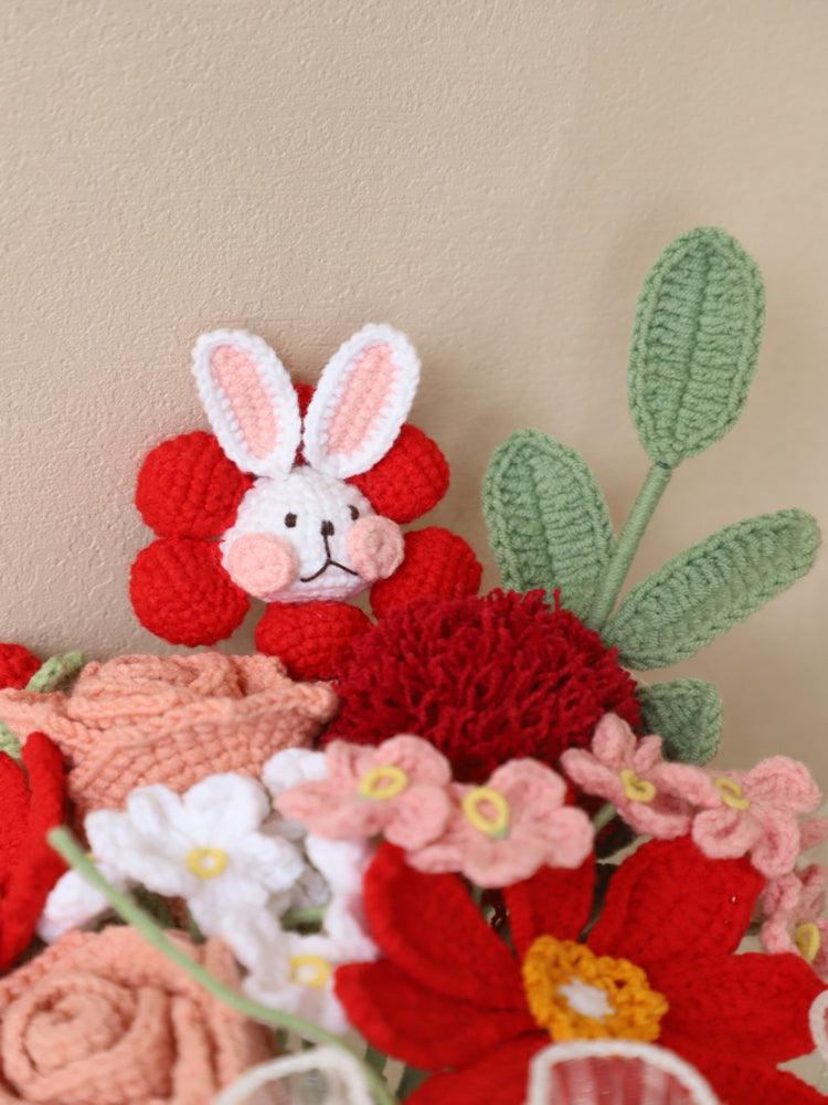 Bashful Bubbly Bunny Bouquet Knitted Flowers - Anniversary - SecretKnit