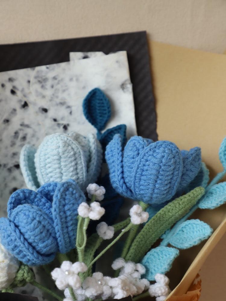 Blue Starry Sky Tulip Bouquet Crochet Flowers - For Him - SecretKnit