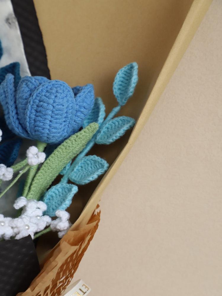 Blue Starry Sky Tulip Bouquet Crochet Flowers - For Him - SecretKnit