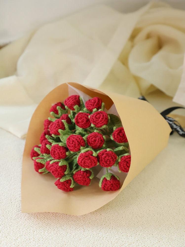 Classic Love Red Rose Bouquet Knitted Flowers - Anniversary - SecretKnit