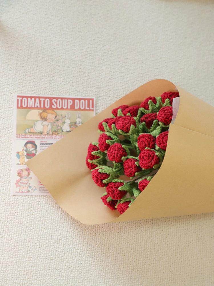 Classic Love Red Rose Bouquet Knitted Flowers - Anniversary - SecretKnit