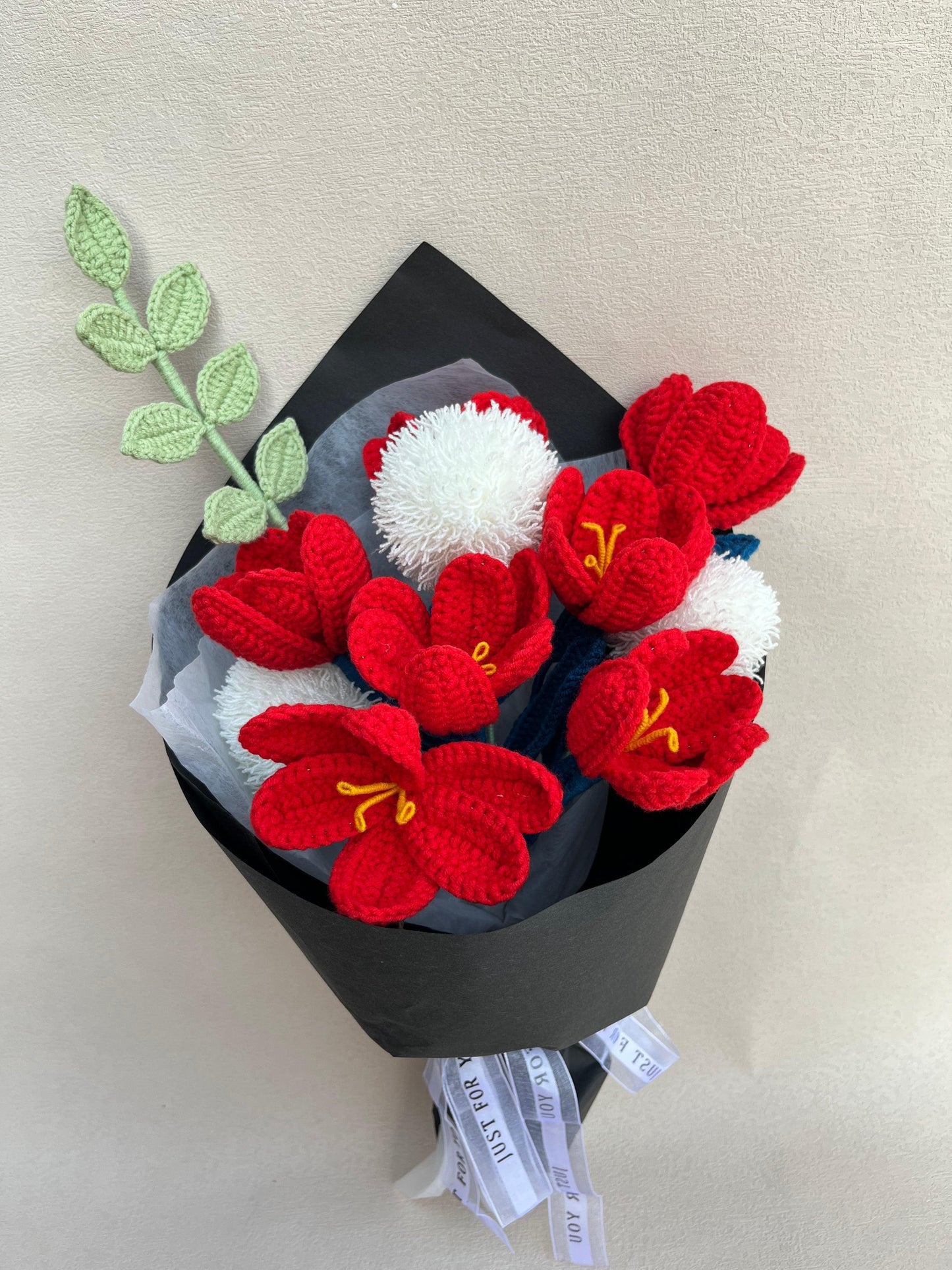 Eternal Flame Tulip Bouquet Crochet Flowers - Anniversary - SecretKnit