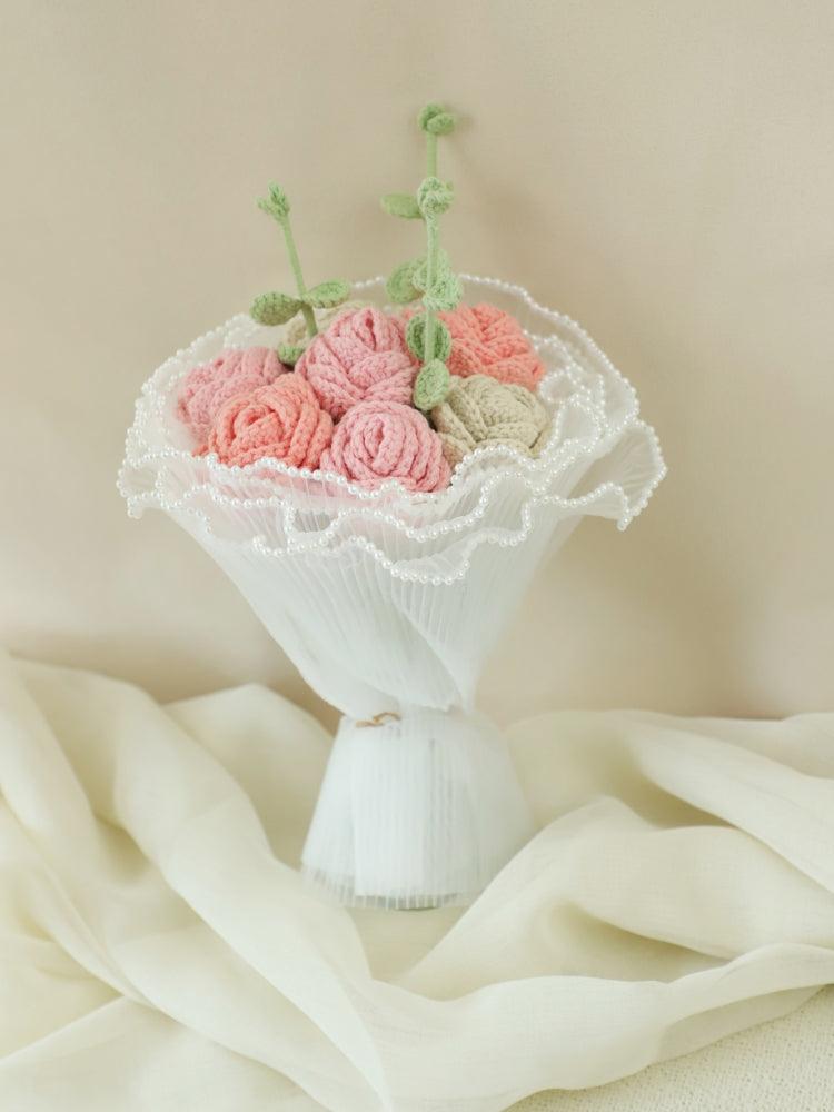 Lace Blush Bouquet Knitted Flowers - Anniversary - SecretKnit