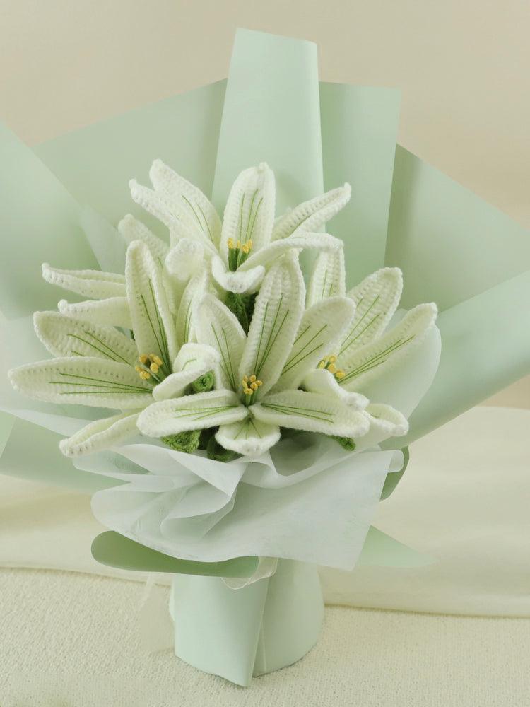 Lily Radiance Bouquet Knitted Flowers - Anniversary - SecretKnit