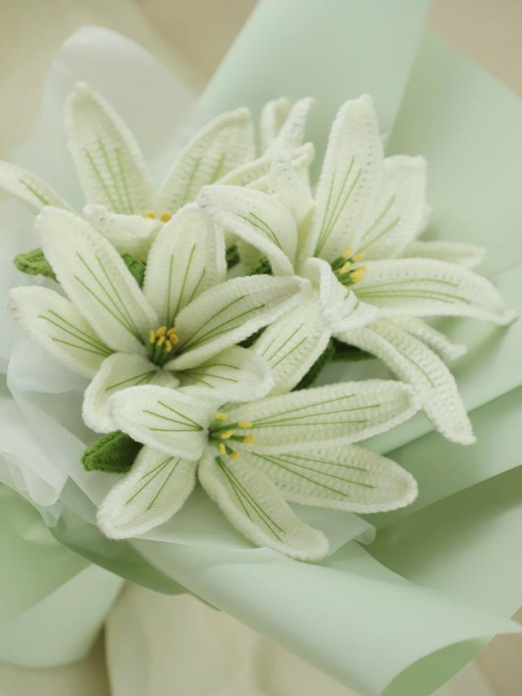 Lily Radiance Bouquet Knitted Flowers - Anniversary - SecretKnit