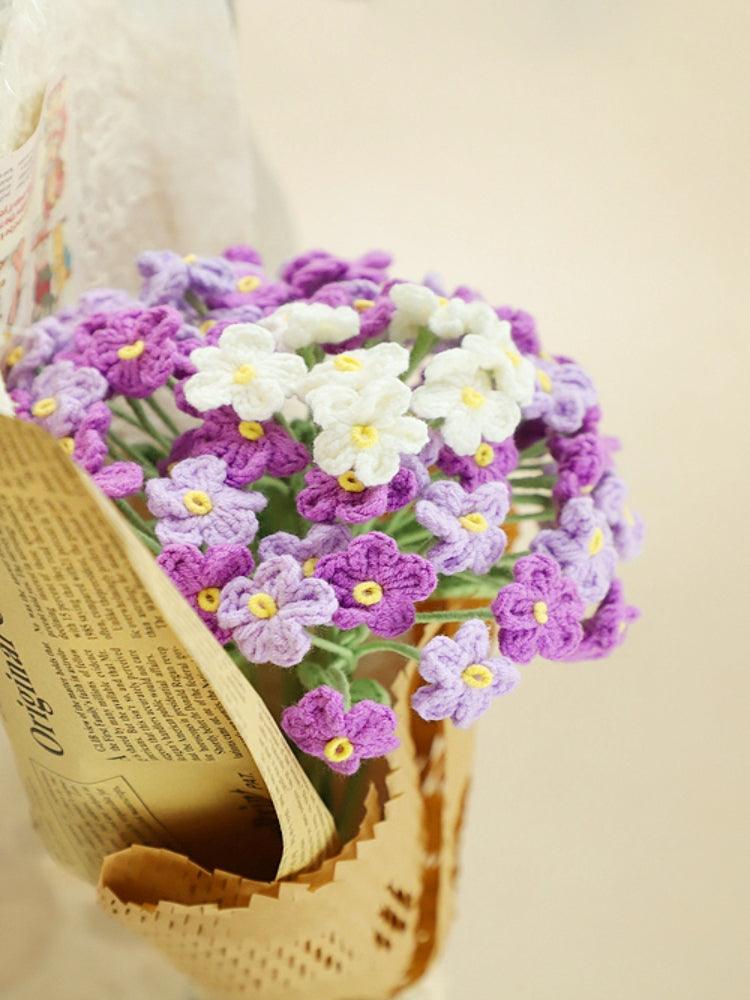 Purple Forget-Me-Nots Bouquet Crochet Flowers - Anniversary - SecretKnit