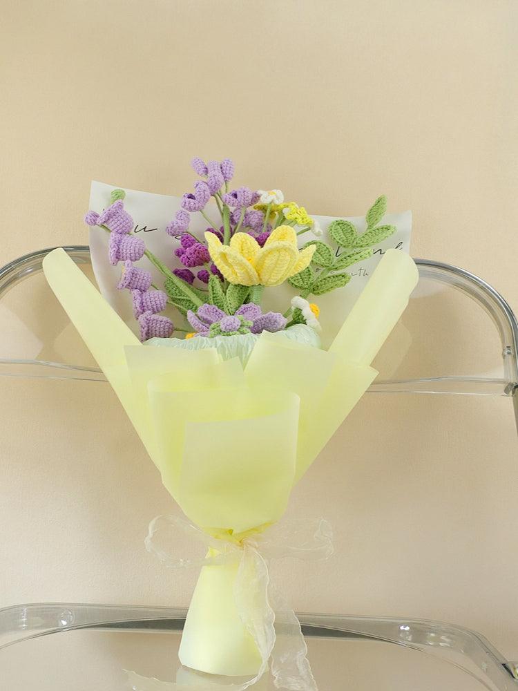 Purple Sonata Bouquet Knitted Flowers - Gradution - SecretKnit