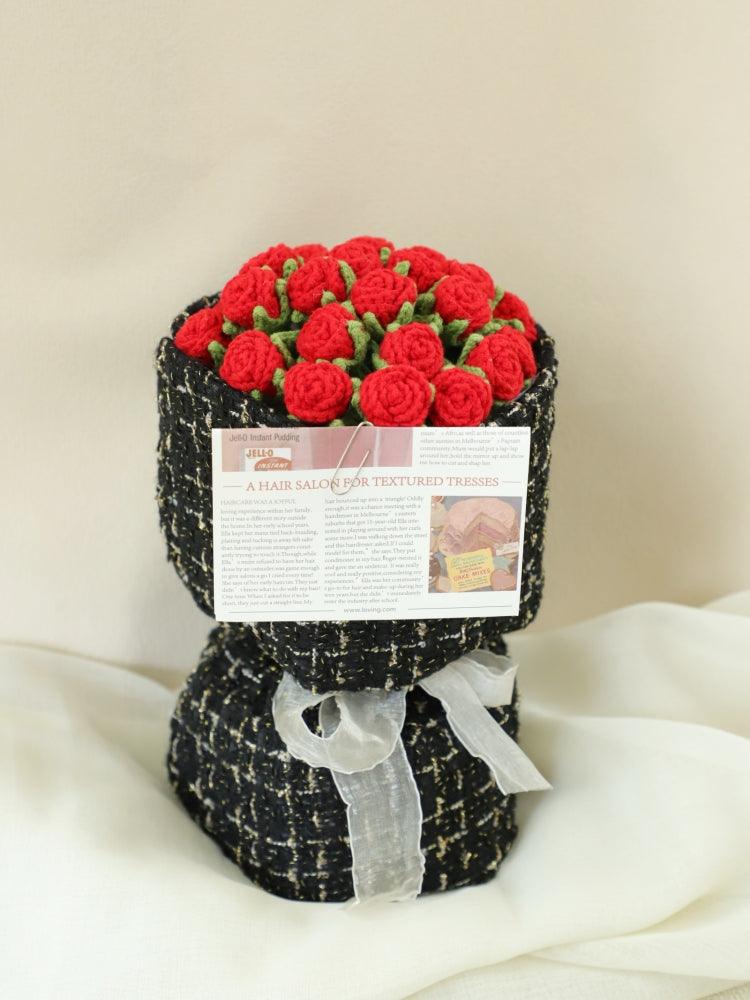 Red Forever Roses Crochet Flowers - Anniversary - SecretKnit