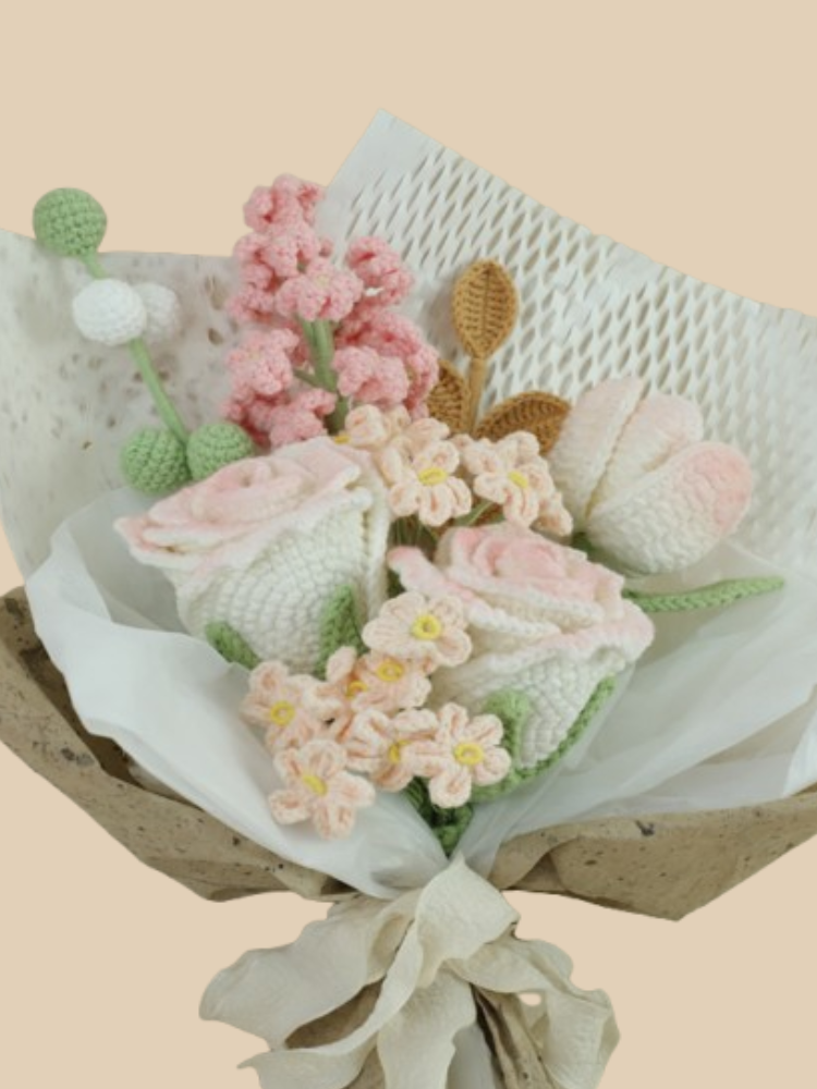 Treibsand-Creme-Strickstrauß