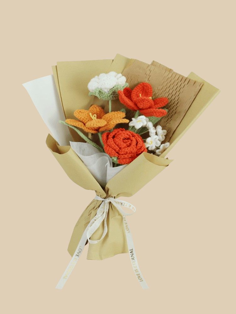 Cinnamon Spice Crochet Flower Bouquet