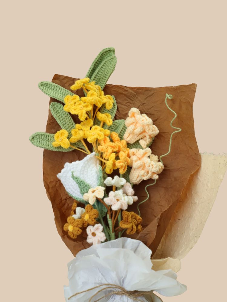 Aromatic Autumn Delight Crochet Flower Bouquet
