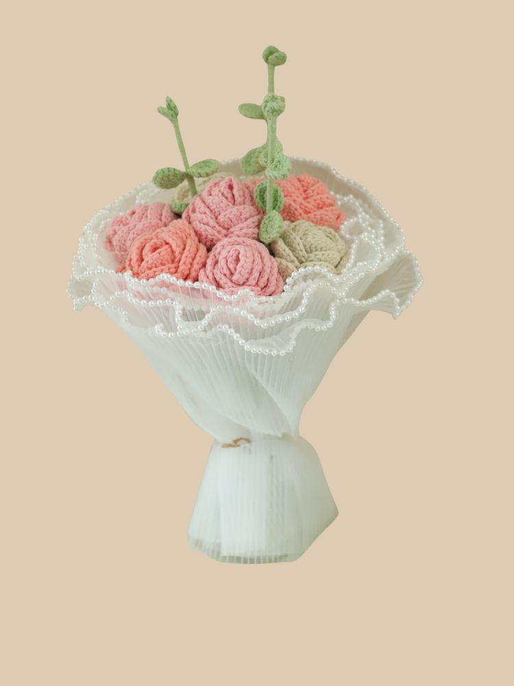 Lace Blush Crochet Flower Bouquet