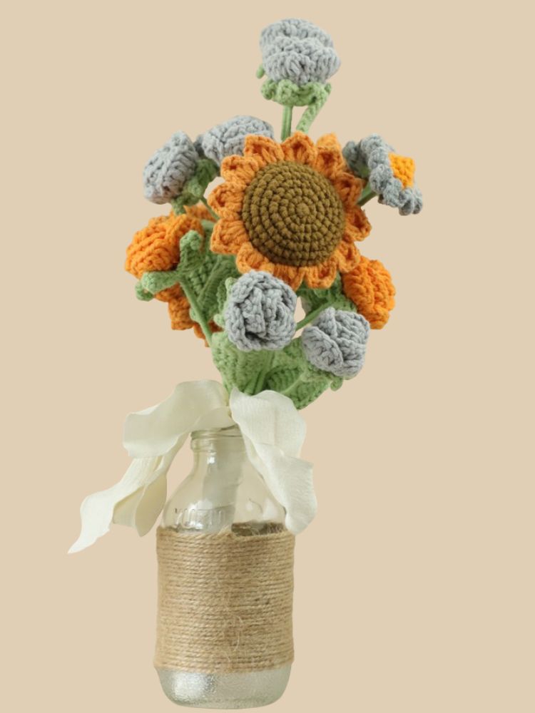 Vintage Sunflower Crochet Flower Bouquet