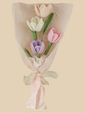 Crimson Bliss Tulip Bouquet Crochet Flowers