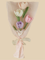Crimson Bliss Tulip Bouquet Crochet Flowers