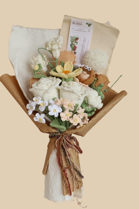 Creamy Breeze Blossom Crochet Flower Bouquet
