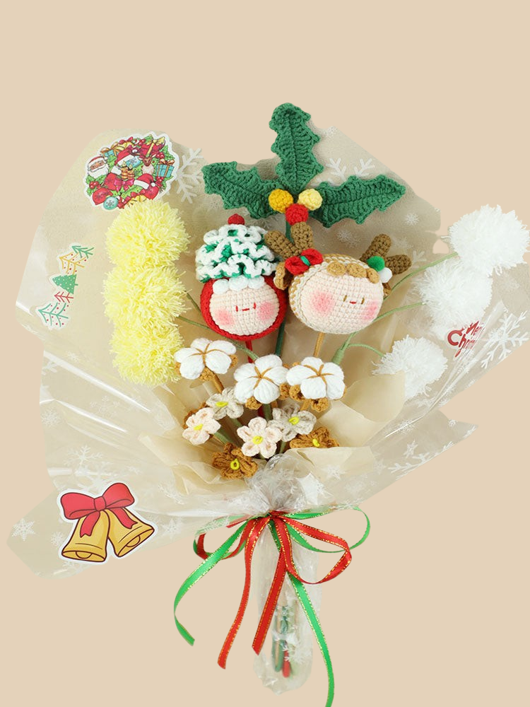 Christmas Elves Crochet Flower Bouquet
