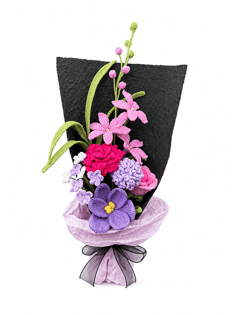Amethyst Blush Crochet Tulip Bouquet