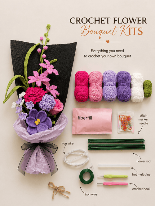 Amethyst Blush Crochet Tulip Bouquet