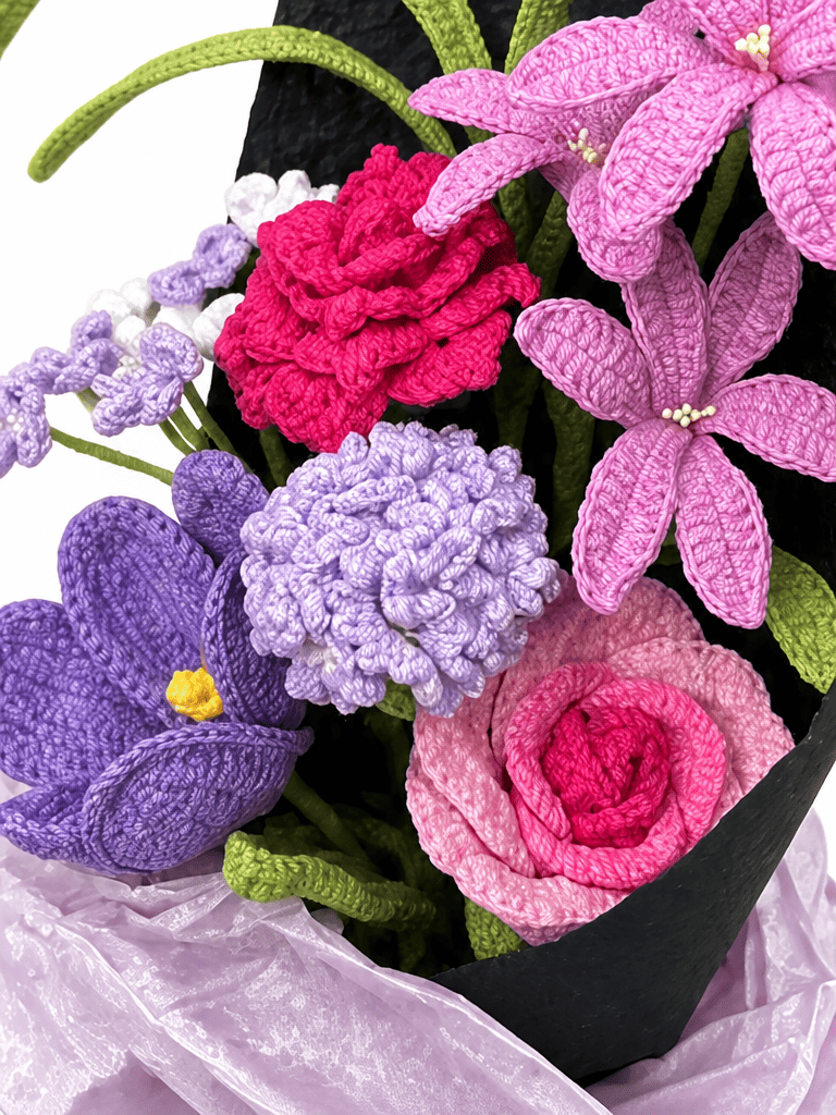 Amethyst Blush Crochet Tulip Bouquet