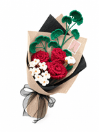 Valentine's Day Gifts Red Rose Midnight Garden Crochet Flower Bouquet