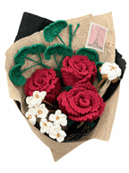 Valentine's Day Gifts Red Rose Midnight Garden Crochet Flower Bouquet
