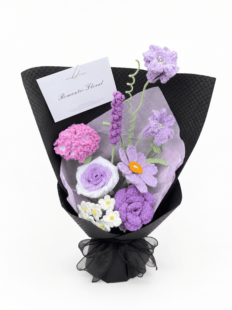 Purple Lavender Twilight Gifts Crochet Flower Bouquet