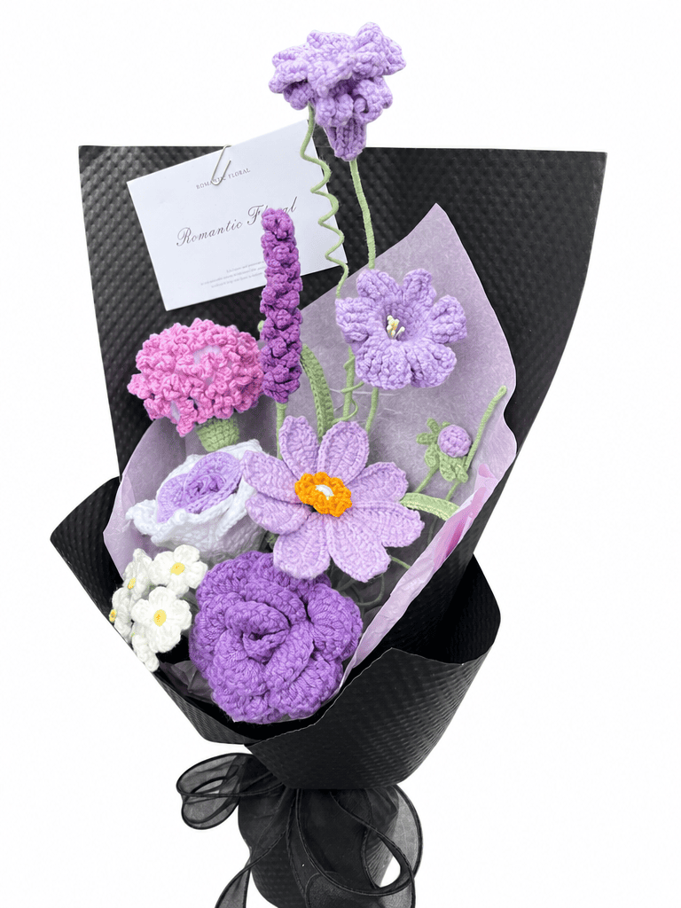 Purple Lavender Twilight Gifts Crochet Flower Bouquet
