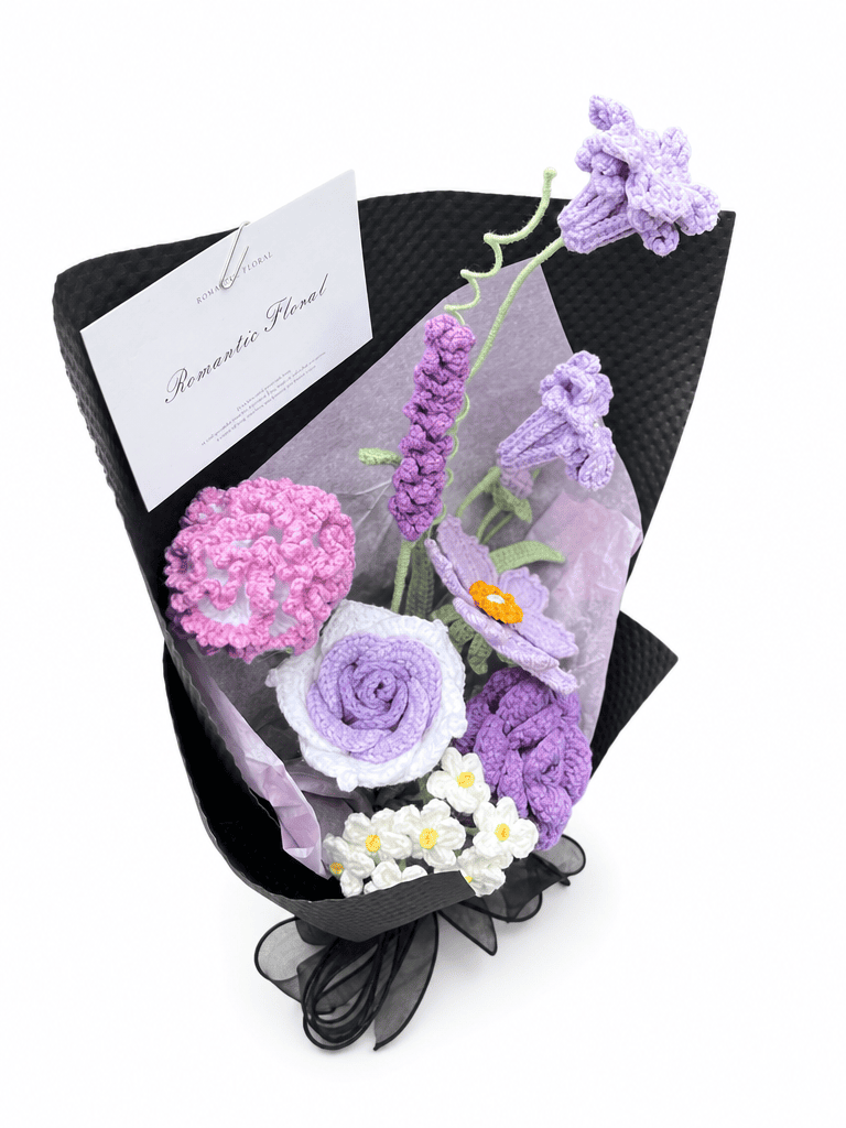 Purple Lavender Twilight Gifts Crochet Flower Bouquet