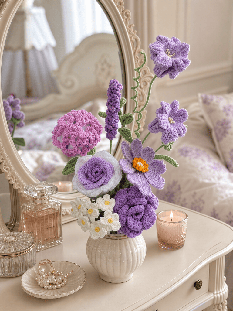 Purple Lavender Twilight Gifts Crochet Flower Bouquet