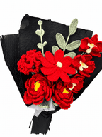 Crimson Romance Birthday Gifts Crochet Flower Bouquet