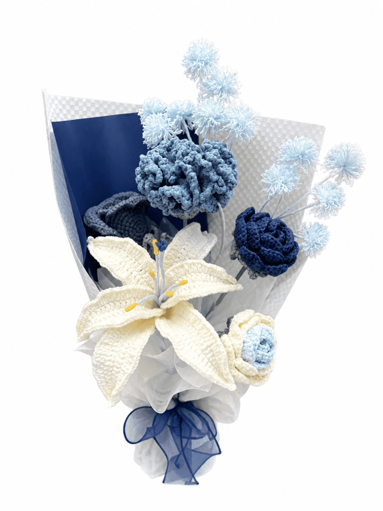 Azure Dream Gifts Blue Crochet Flower Bouquet