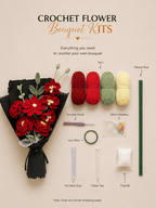 Crimson Romance Birthday Gifts Crochet Flower Bouquet