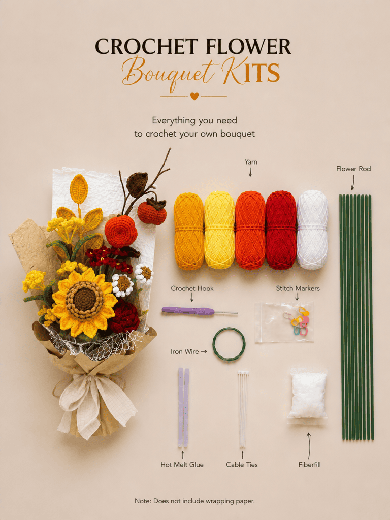 Golden Harvest Graduation Season Gifts Crochet Flower Bouquet
